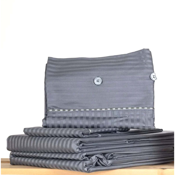 Satin Stripe Dark Silver Grey - Sheet SET or separate sheets