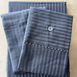 Satin Stripe Dark Silver Grey - Sheet SET or separate sheets