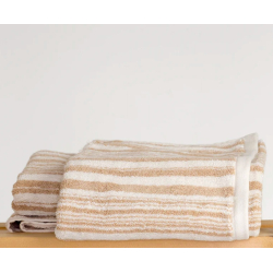 Frottier Handt�cher Gestreifte Bio-Baumwolle in Farbig gewachsener Braun / Naturwei�