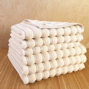 Hand Towels Natural White with linen Stripe